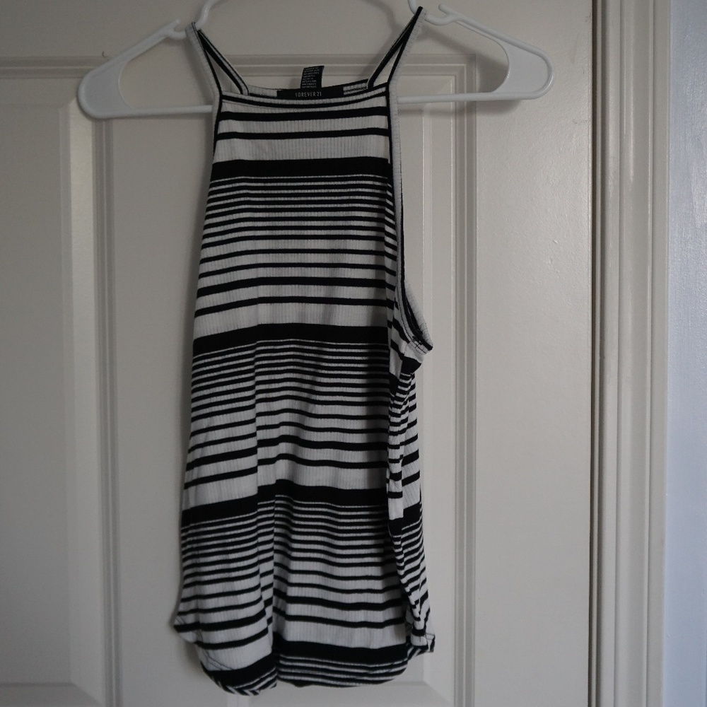 Forever 21 black and white stripe tank top
